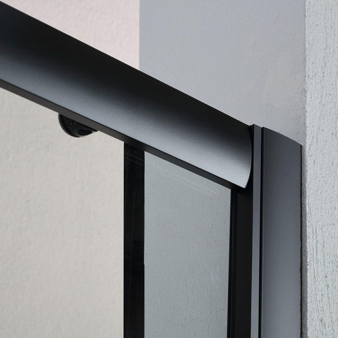 Kiamami Valentina - Porte de douche niche 130 cm noir mat avec installation réversible | City