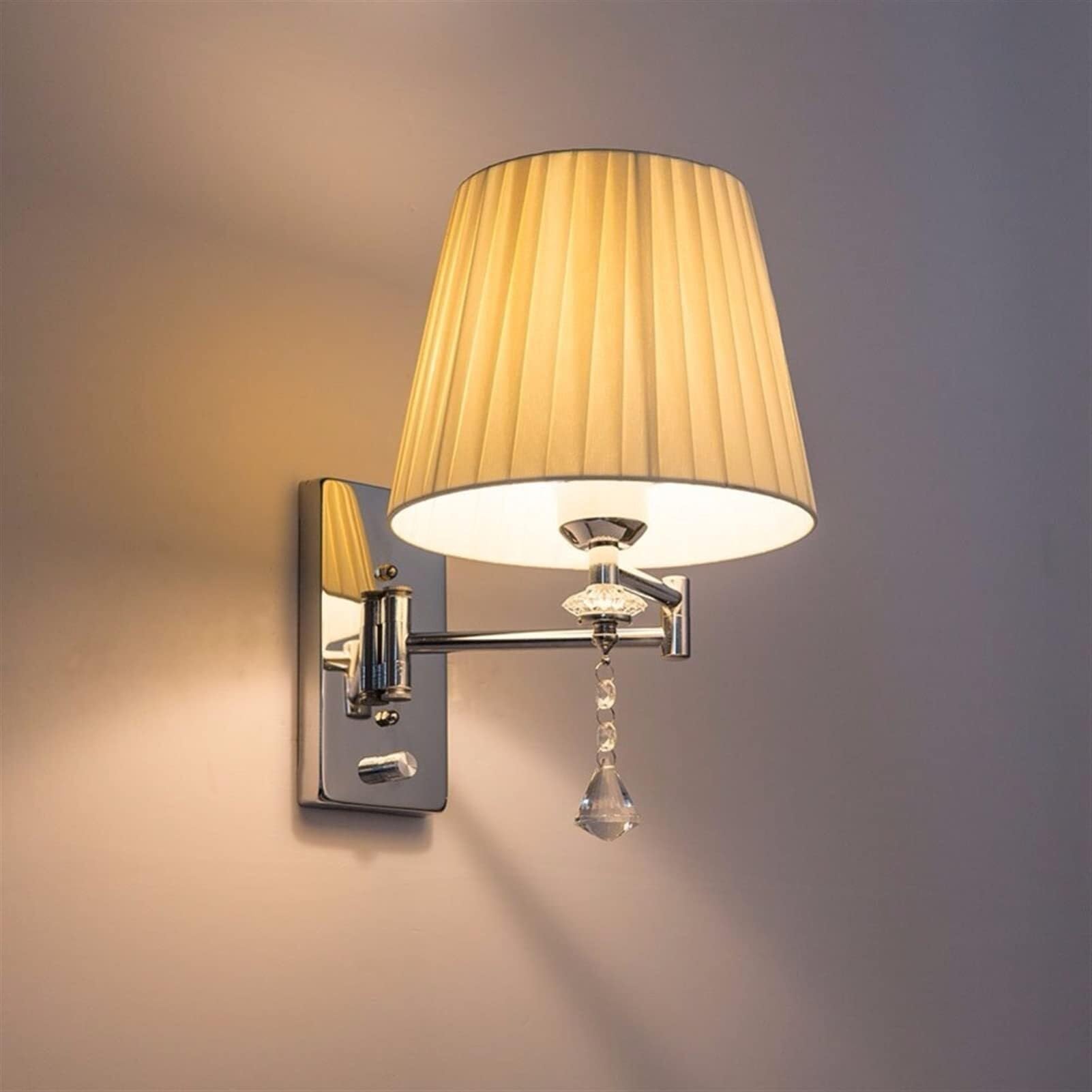 JYBNBBE Modern Crystal Wall Sconce, E27 Bedside Reading Lamp for Bedroom, Bathroom, Living Room, and Office