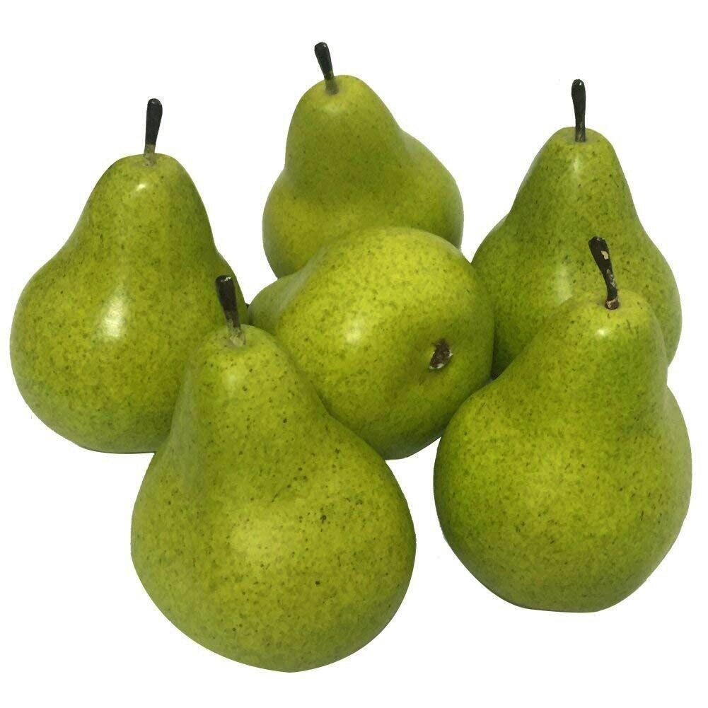 Wudaizhi Green 6Pcs Lifelike Artificial Pear Fruit For Kitchen Realistic Fake Display Food Home Decoration, Supermarket, And Restaurant Props.