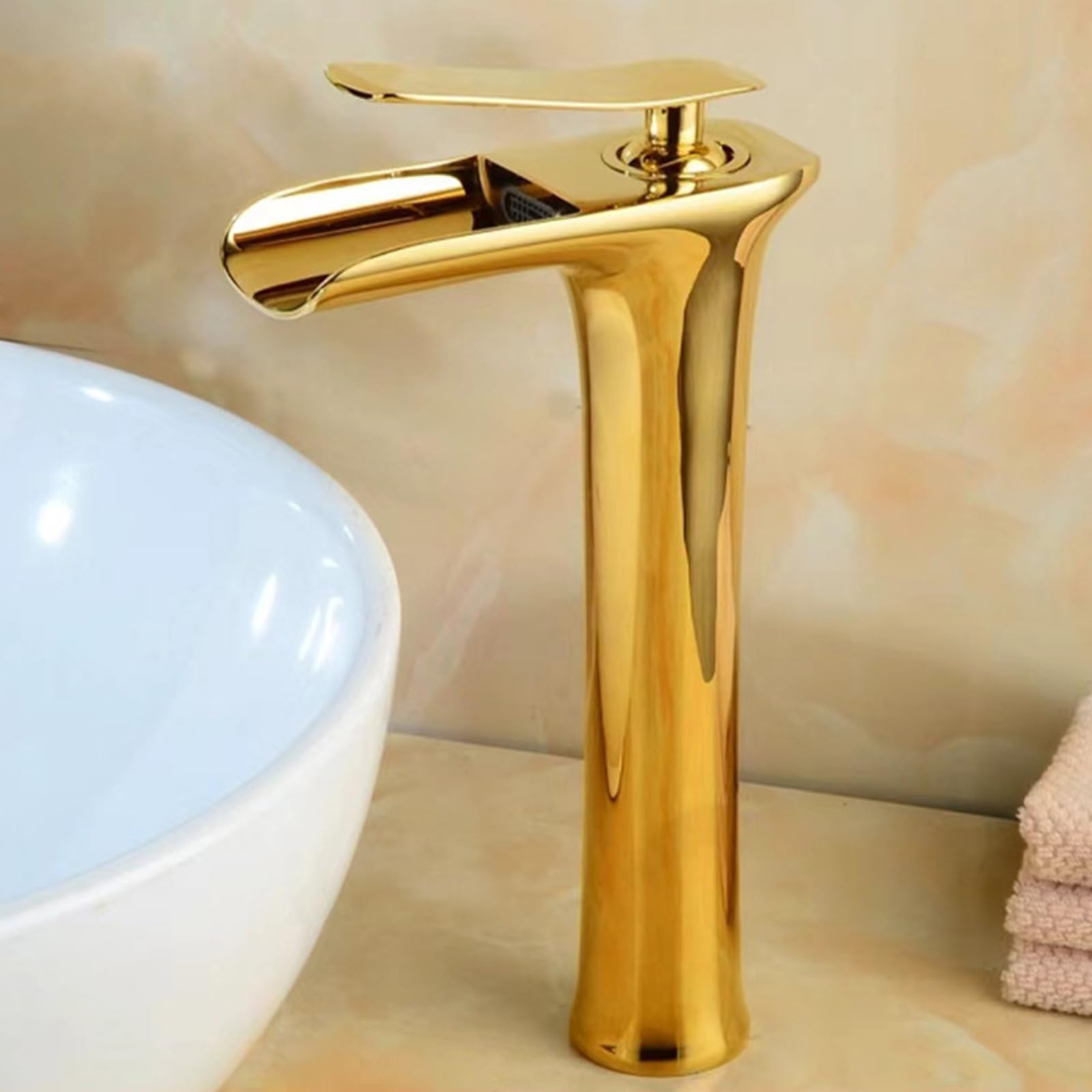 HCFYAUIS Modern Bathroom Faucet Single Hole Waterfall Sink Tap High Arc Lavatory Mixer for Stylish Bathroom Decor Mixer with Easy Installation and Sleek Design