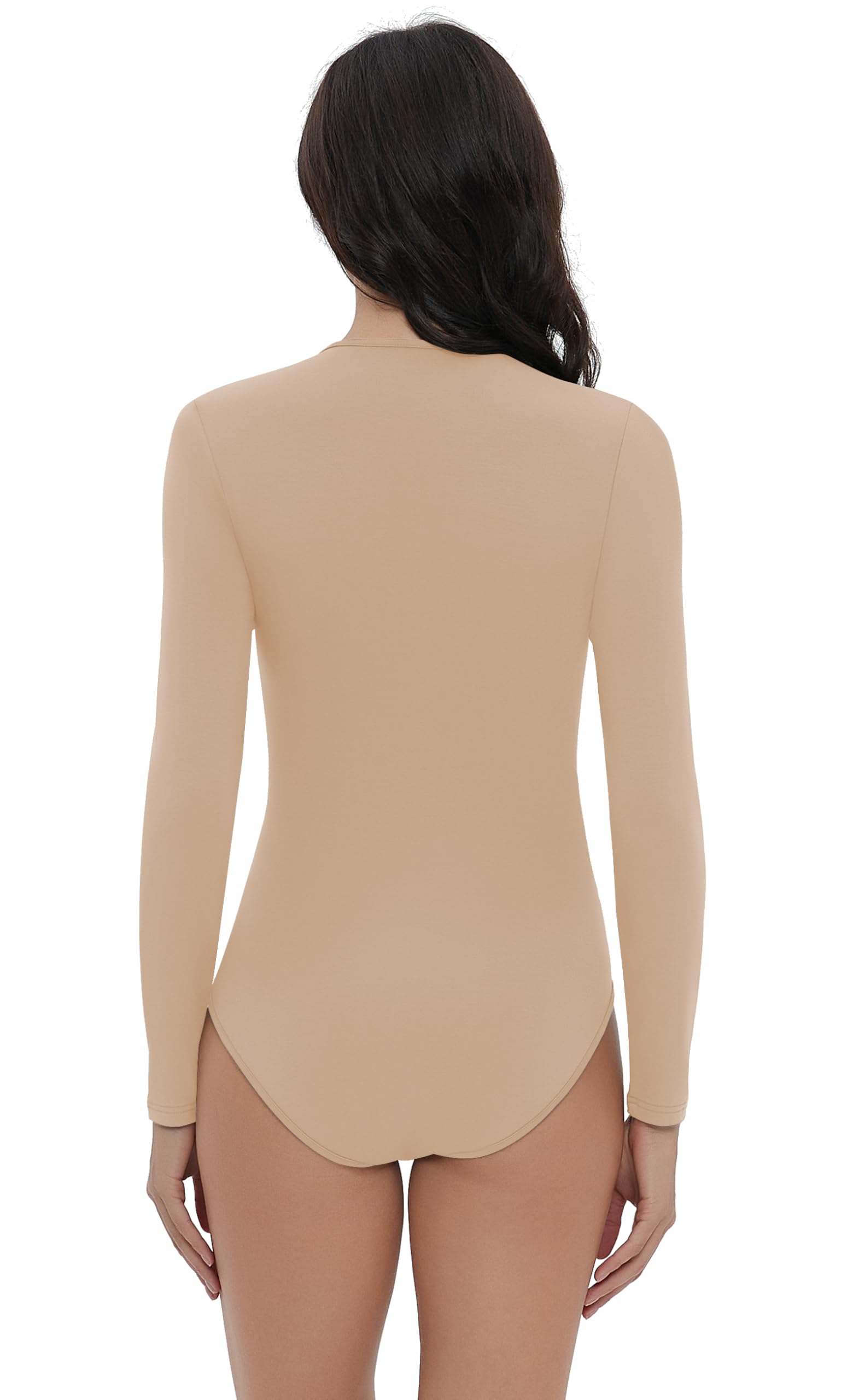 Foucome Body de maternité à manches longues et col rond pour femme - Vêtement de grossesse - Haut extensible - Coupe ajustée