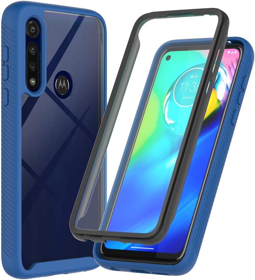 ONOLA Designed for Moto G Power 2020 Case,Three Defense Built-in Screen Protector Crystal Clear Full Body Fit Cover for Motorola G Power Phone (Blue)