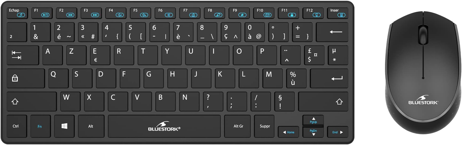 BlueStork - Pack Clavier Souris Sans Fil Rechargeable