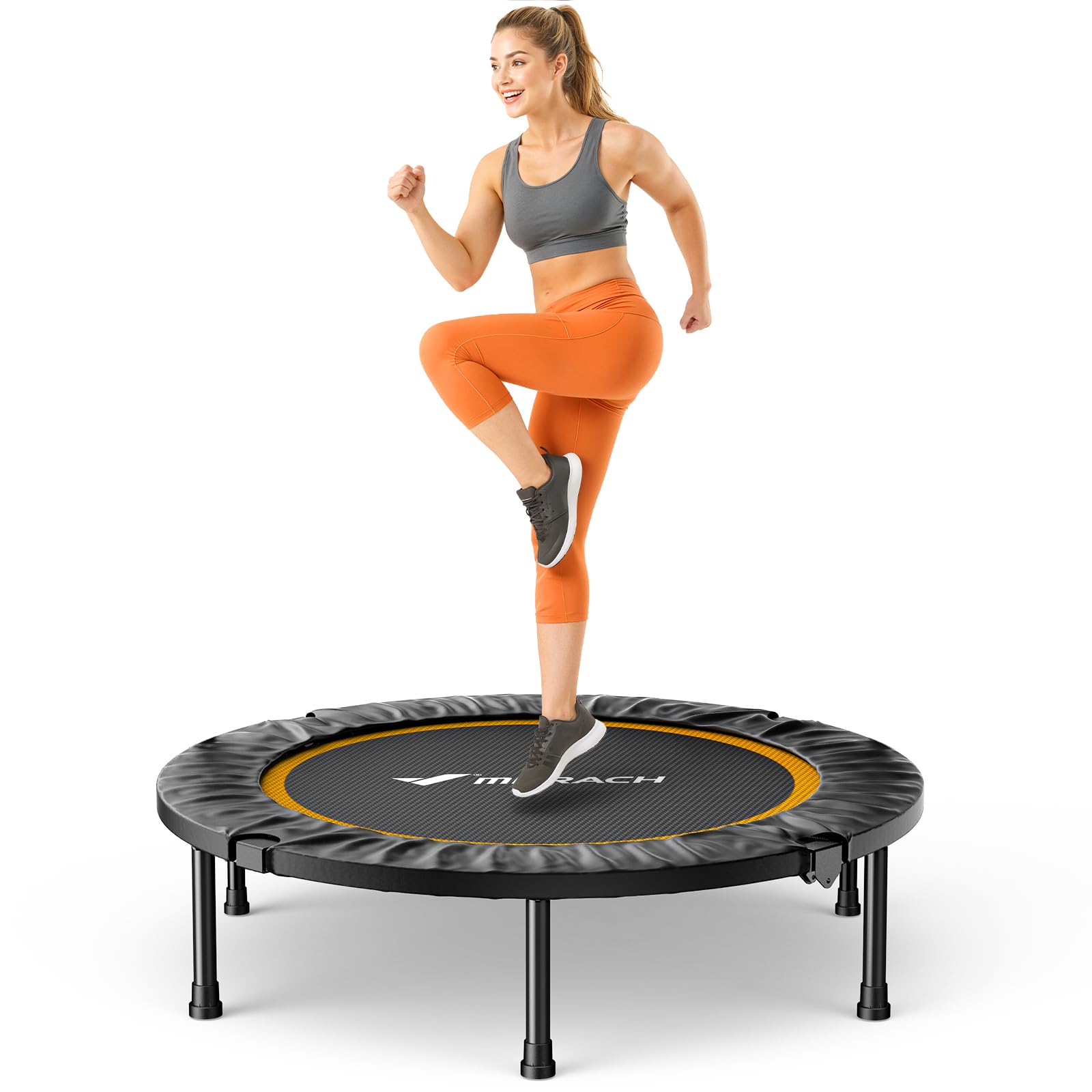 MERACH Mini Trampoline Fitness Adults - 40'' Foldable Trampolines Max Load 330lb, Indoor Trampoline for Exercise Training Quiet