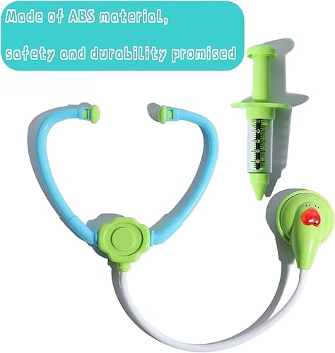 Miniatura 10 de Rabtero Disfraz de médico para niños, traje de uniforme azul y rosa, abrigo de laboratorio blanco, disfraz veterinario para niños de 3 a 8 años