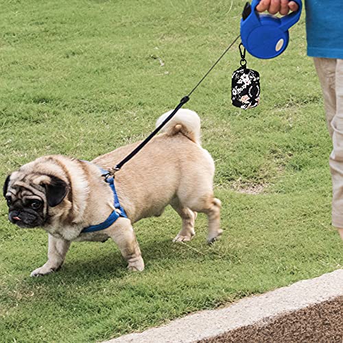 Image of Petmolico Dog Poop Bag Holder Leash Attachment, Waste Bag Dispenser Zippered Pouch - 2 Pack, Fits Any Leash, Includes Free Roll of Bags, Yellow White Blooming