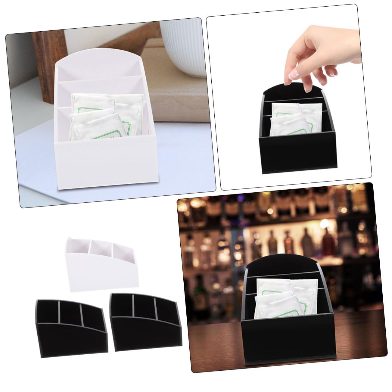 COLLBATH 3 Piezas Caja De Almacenamiento De Paquetes De Condimentos Para Sobres De Té Organizador De Bolsas De Té Unidades Material De Acrílico