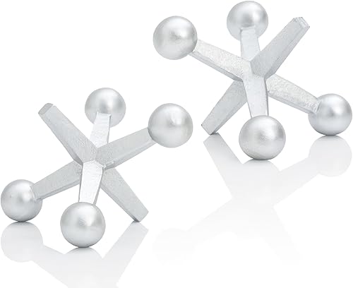 Pequeño Jack Retro Knick Knick Knacks para decoración de estantes (juego de 2) resina ligera de 4 pulgadas, decoración pequeña plateada para