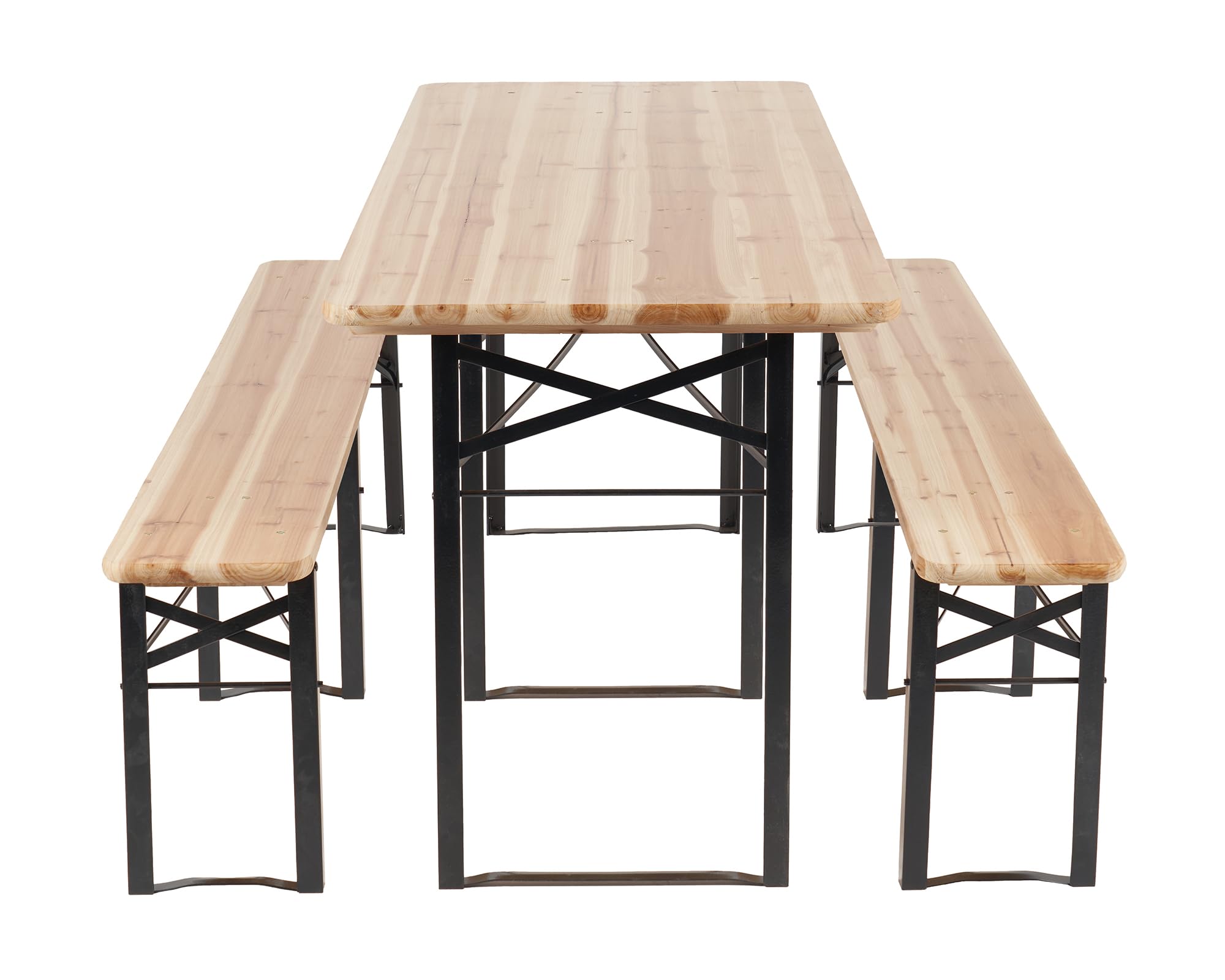 IlGruppone Set Birreria XXL 220x70 cm 10 Posti – Tavolo Pieghevole con 2 Panche in Legno di Abete e Acciaio Rinforzato – Set 3 Pezzi Richiudibile e Salvaspazio per Feste, Sagre, Giardino e Outdoor