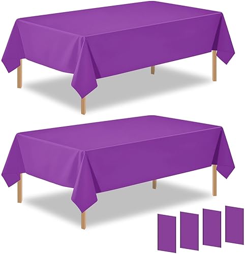 Miniatura 49 de Paquete de 2 manteles rectangulares desechables de plástico color verde salvia, de 54 x 108 pulgadas, manteles de plástico verde salvia para E02