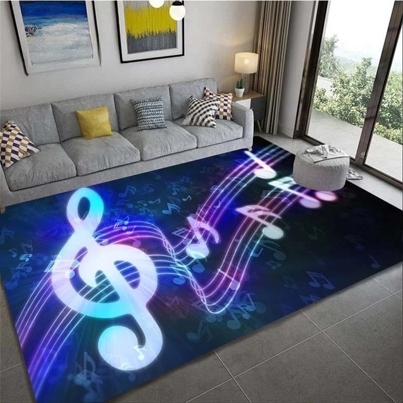 Tapis de salon moderne 3D note de musique tapis de sol antidérapant