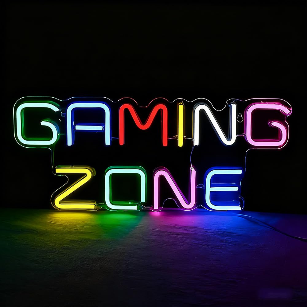 YANGUN Gaming Zone Neon Sign, 32cm USB Powered Game Neon Light, gaming lights for Game Room Bedroom, Man Cave