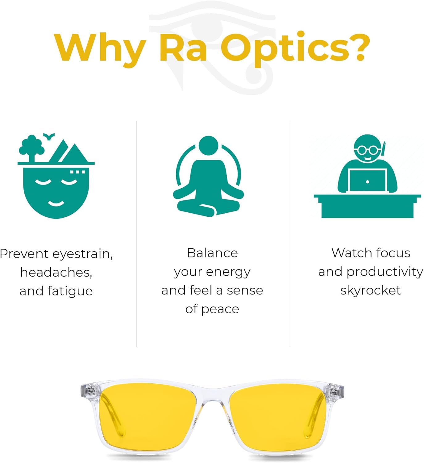 Ra Optics Daylight Lenses - Blue Light Glasses Supercharge Energy Levels and More - Glasses for Men and Women
