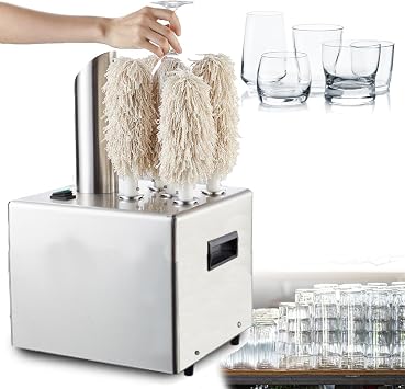 COYEUX Glass Polisher Machine, 5 Heads Automatic Glass Cleaning Tool, Polishing Cloth Washers, 330 Cups Per Hour, for Kitchens, Bars, Kitchen, Hotels, Caterers