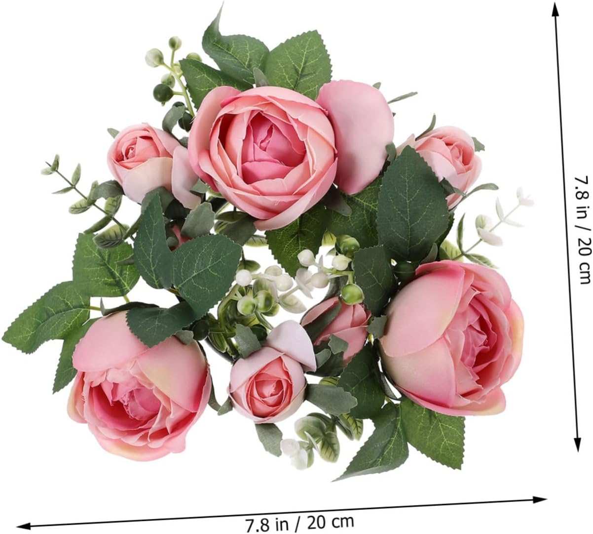 ORFOFE Artificial Rose Candle Wreath for Wedding and Party Table Decoration Elegant Faux Flower Centerpiece Soft for Home Valentine Day and Special Occasions