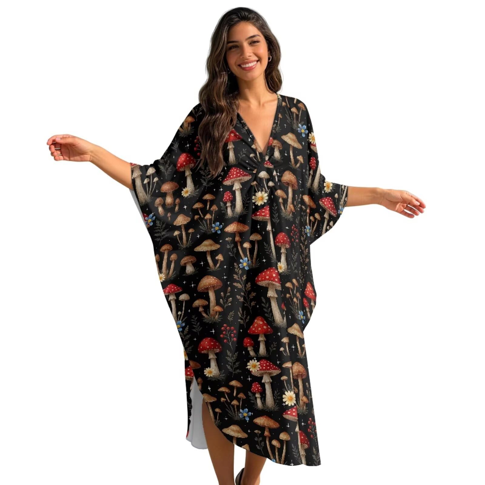 Poceacles Vestidos caftán para mujer, talla grande, salida de playa, holgado, caftán, vestido largo y ligero casual