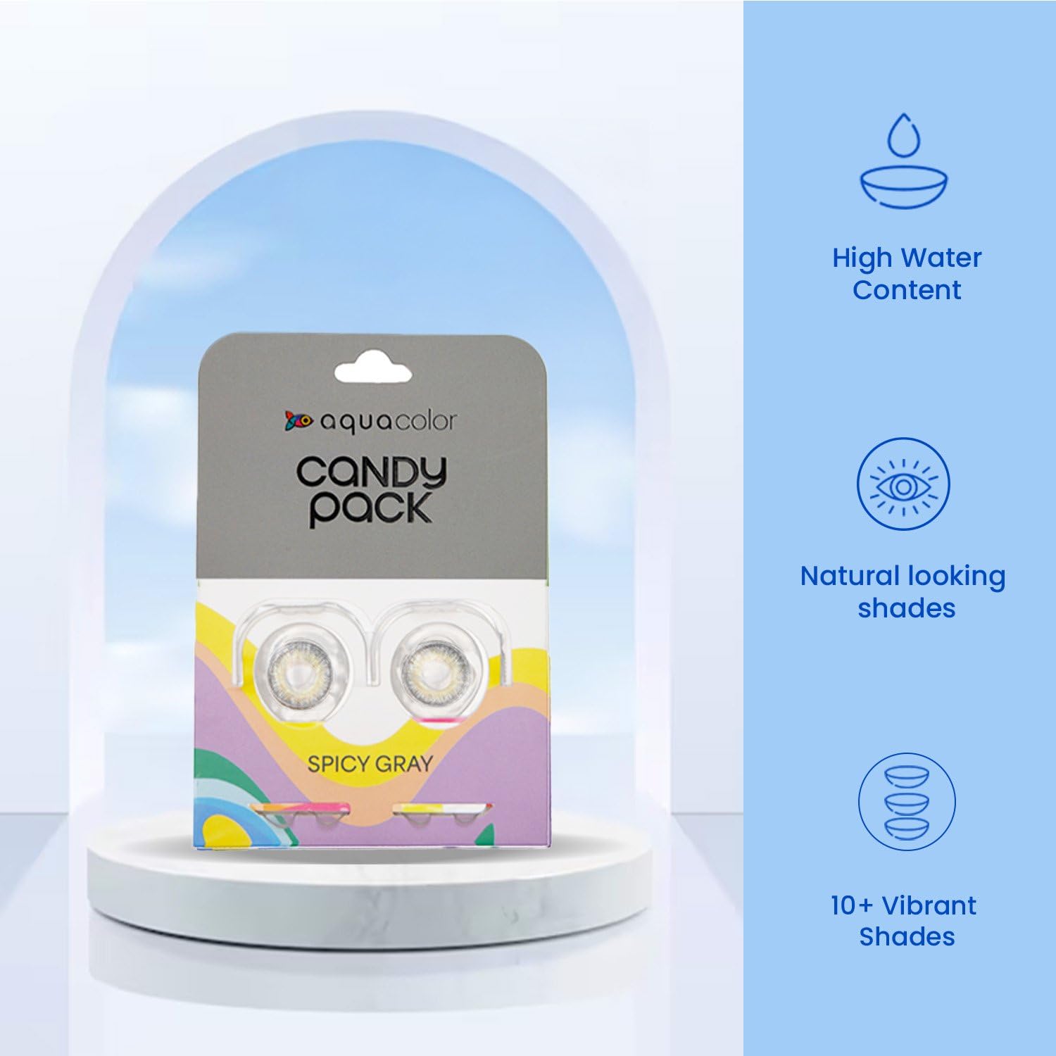 Aquacolor Spicy Grey Daily Disposable Candy Pack - 2 Lens Pack, Power(-2.5) - Image 6 thumbnail