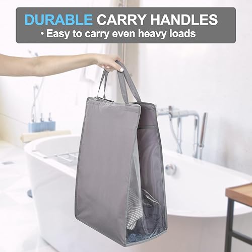 Miniatura 9 de FENTEC Organizador de zapatos sobre la puerta, paquete de 2 organizadores de zapatos colgantes para colgar la ropa, cesta de lavandería colgante,