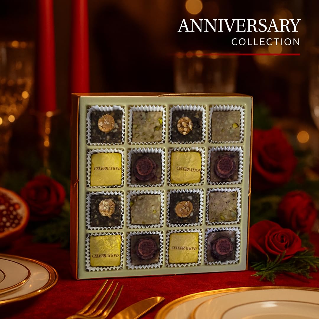 Laumière Gourmet Fruits - Superfood Parfait Collection [Happy Anniversary Edition] - Square (16 Pcs) - Healthy Gift Basket - Dried Fruit Gift Basket - No Added Sugar - Gluten Free