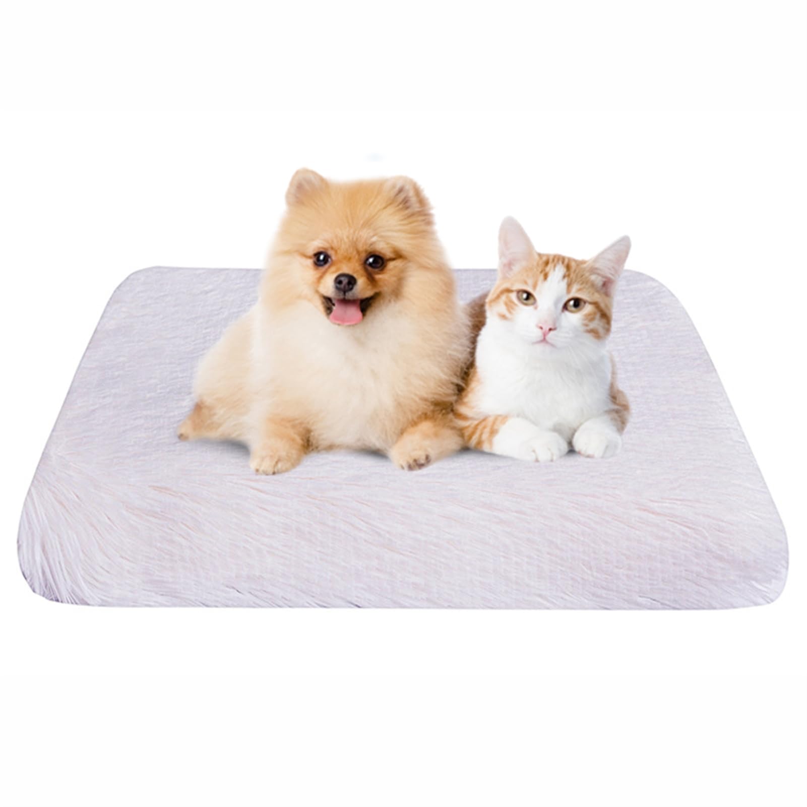 BESTORI Dog Bed Soft Plush Waterproof Lining Dog Crate Pad Mat with Removable Washable Cover Fluffy Anti-Slip Pet Mats for Sleeping Playing, White, 40 x 30 x 5 cm