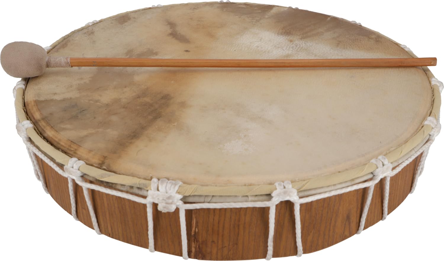 Flache Holztrommel, handgearbeitet aus hochwertigem Sperrholz, 40 cm deluxe | Klangkörper aus Sperrholz, bespannt mit ausgesuchtem Leder, exzellente Klangqualität, ideal für Musik und Spiel