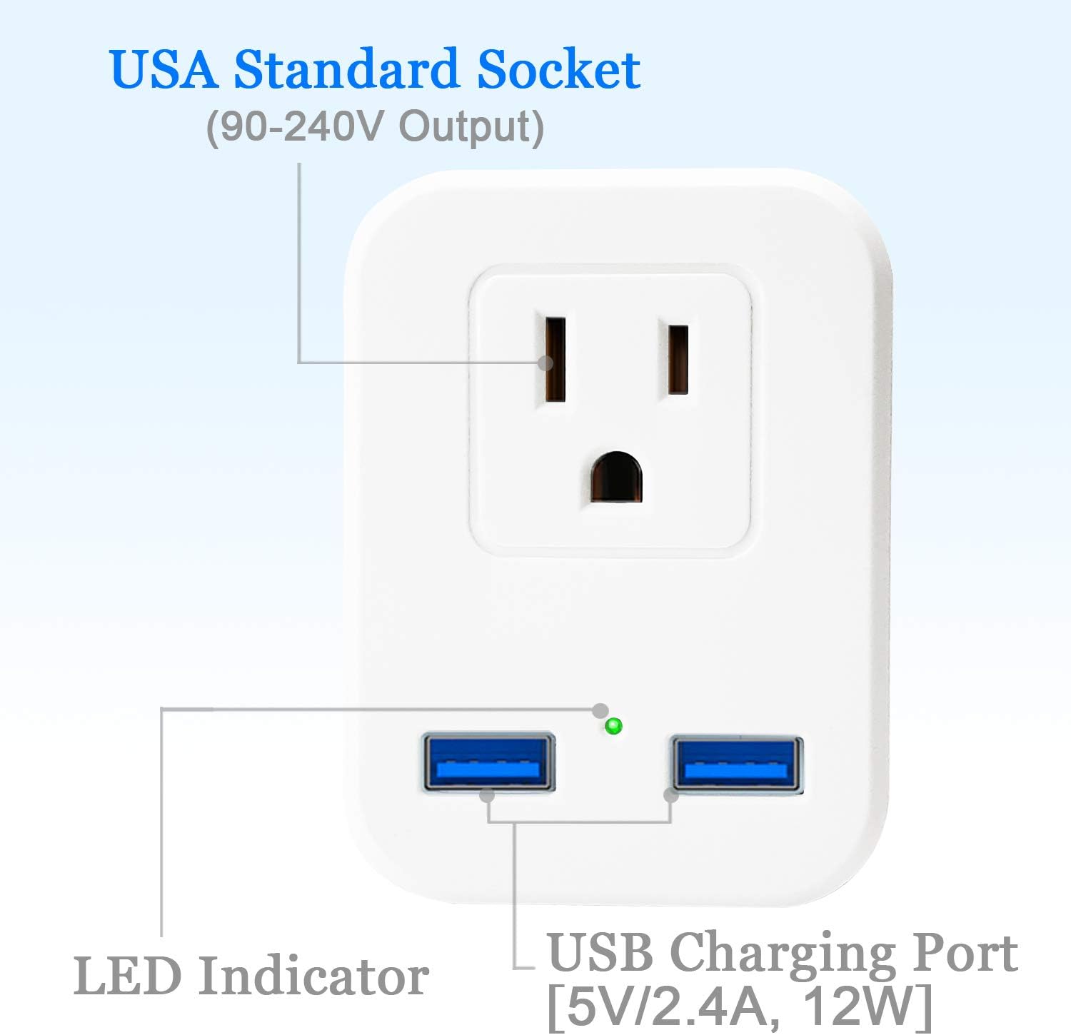 UK Ireland Power Plug Adapter, Type G Travel Adapter for US to London England Scotland British Hong Kong Kenya Dubai - UK Charger Adapter with 2 USB 1 Electrical Outlets…