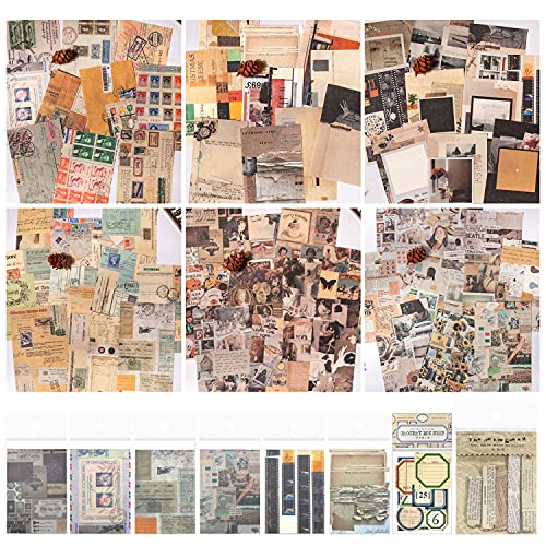 Healand 400 Blätter Scrapbooking Papier, Vintage Papierblock Scrapbook Papier, Scrapbook Zubehör Motivblock Design mit Buchseitenaufkleber, Label Aufkleber, Scrapbooking Dekopapier für DIY Handwerk Cover