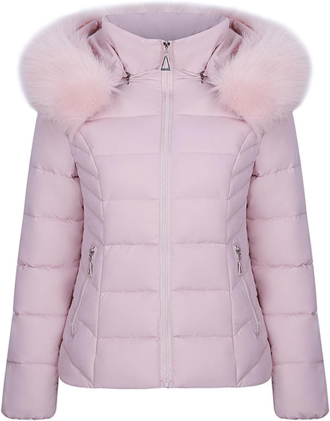 XUNRYAN Winter Jackets for Girl Warm Parka Quilted Lightweight Puffer Down Coat Faux-Fur Hood Thick Anorak Overcoat Outwear