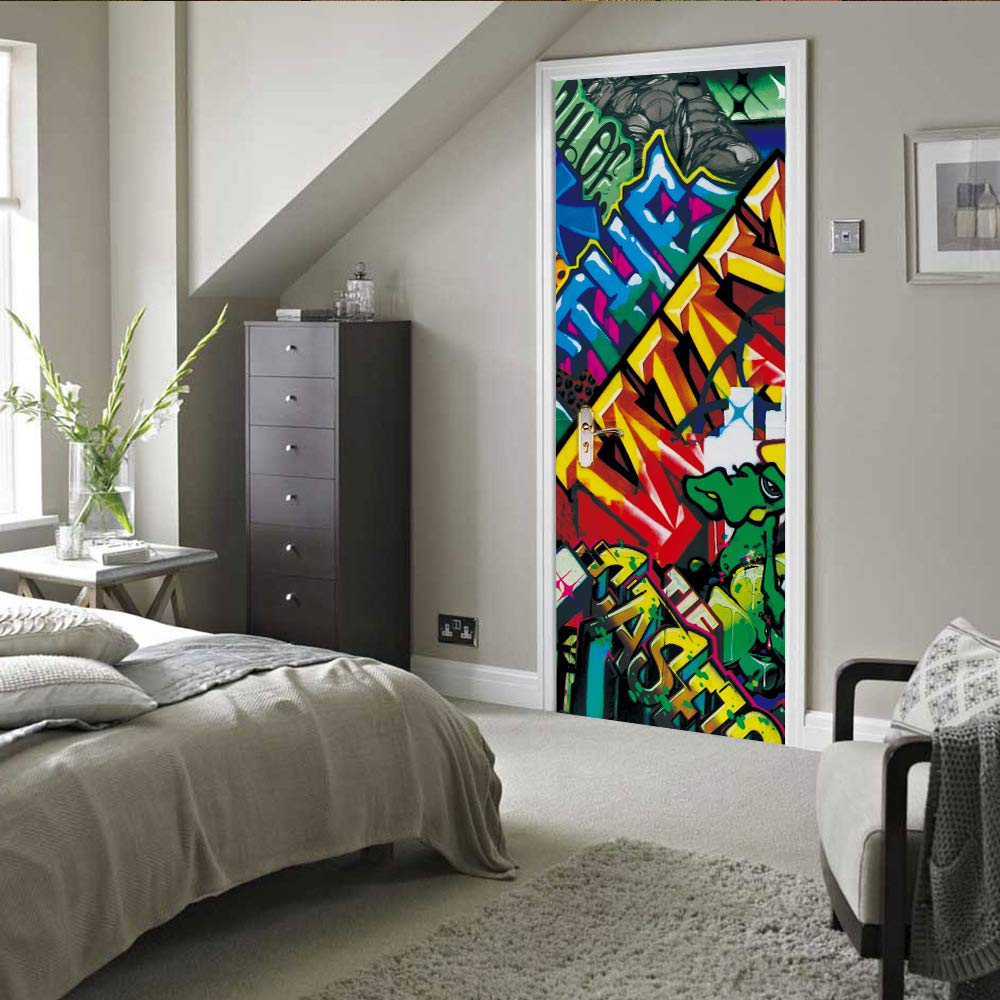 3D Türaufkleber Wasserfall-Ansicht 70x200cm - Selbstklebende Türfolie Wasserdicht PVC