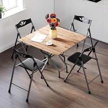 Folding Crushing Pine Square Table Chair Set 1385