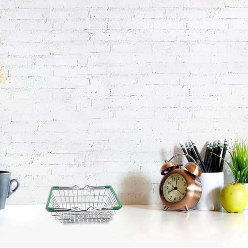 Miniatura 7 de CHILDWEET Mini cesta de frutas cesta de hierro redondo verde decoración cesta para niños almacenamiento