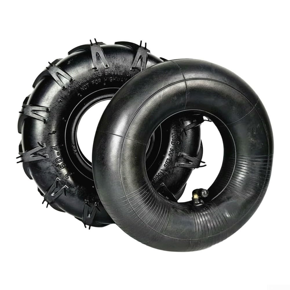 Pneumatico in gomma resistente 4.10/3.50-4 e camera d'aria rinforzata per tosaerba, carrelli da golf, carriole, 25,4 cm, diametro esterno nero, adatto per 4
