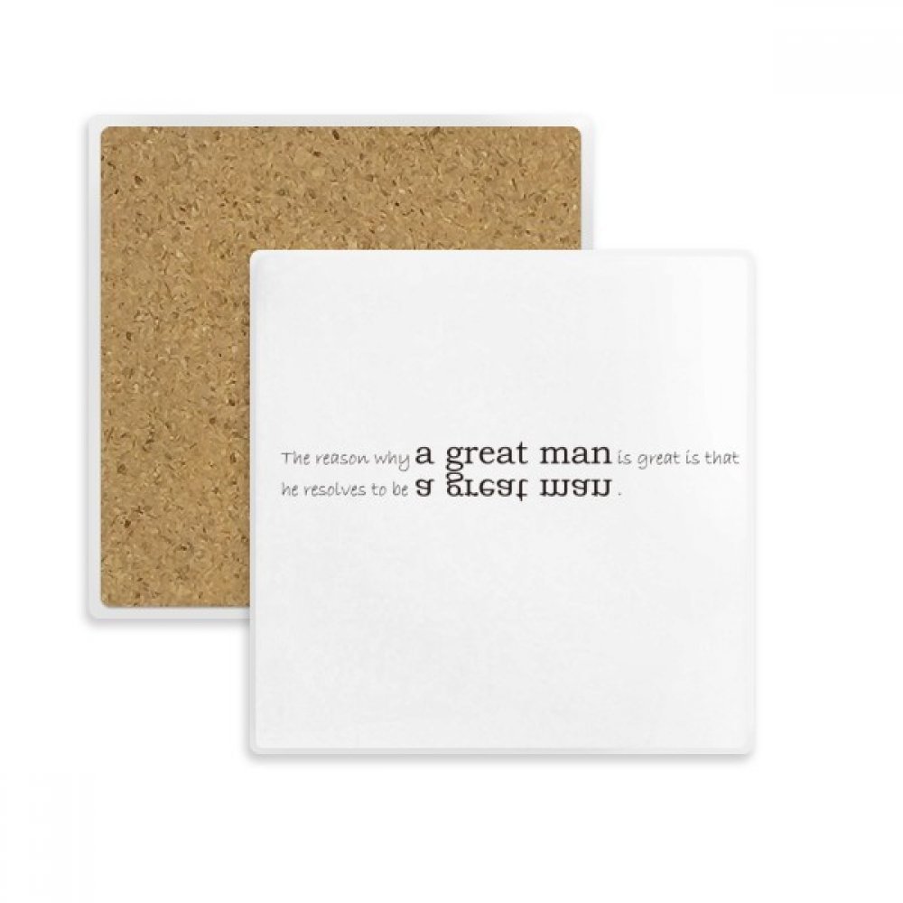 Dessous de verre carré absorbant multicolor avec citation inspirante pour grand homme