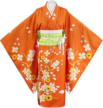 Cosplay Costume Halloween Anime Women Kimono Dress Outfit With Hair Clips Bows