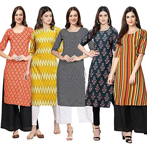 Image of Pinkmint Women's Crepe Digital Print Straight Kurta (D-353-345-369-360-370)