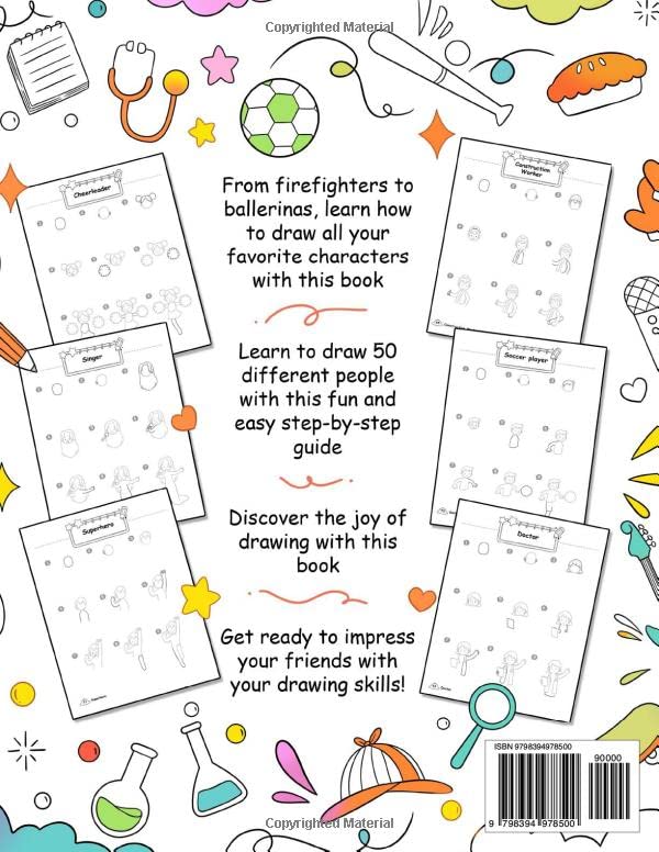 Miniatura 2 de How to Draw People Learn To Draw 50 People, From Astronaut, Firefighter To Superhero, With These Step-By-Step Guides for Kids! (How To Draw