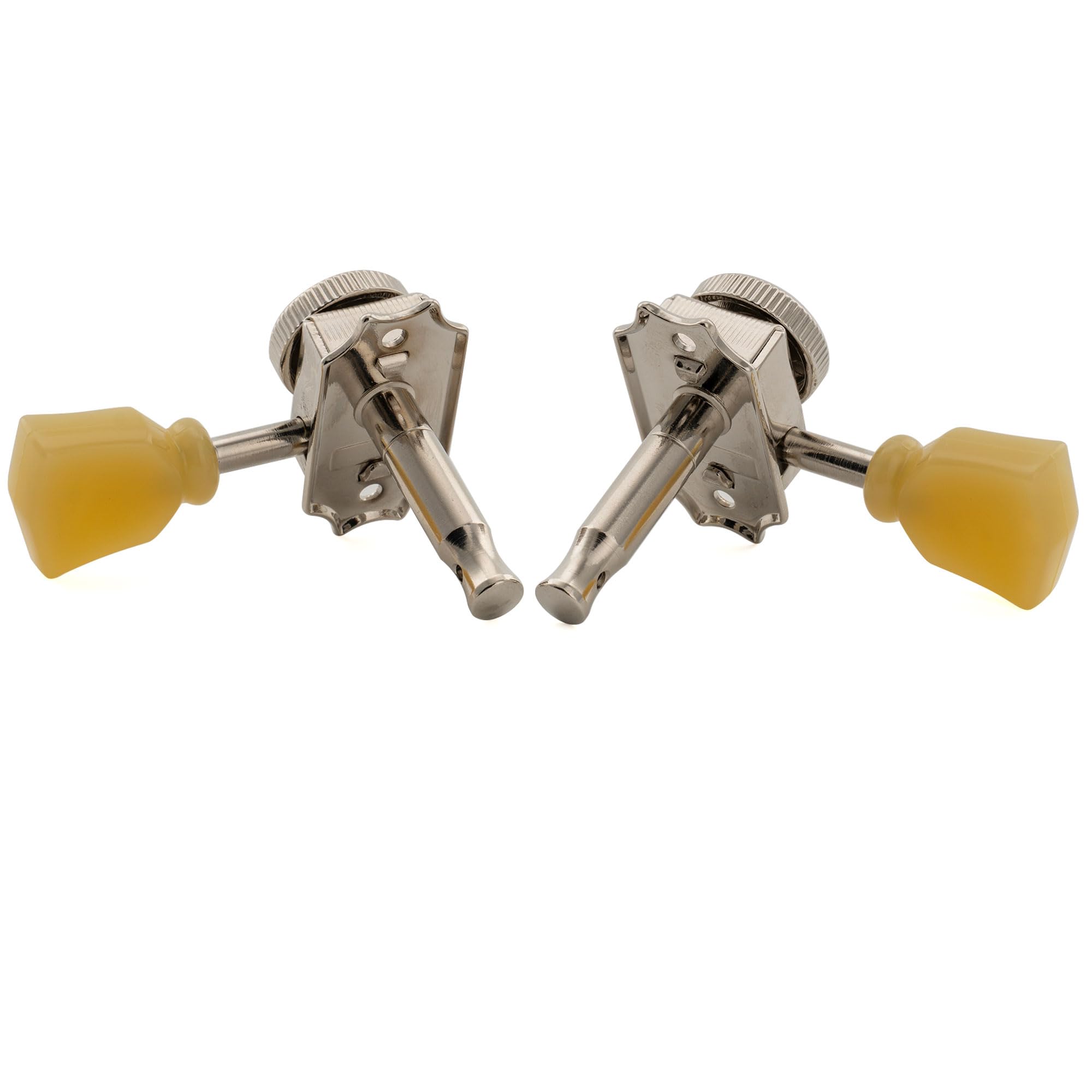 Musiclily Pro R18T 3R3L Semi-Sigillato Vintage Ibrido Set Meccaniche Autobloccanti 18:1 Ratio Locking Tuners con Paletta Keystone per Chitarra Elettrica Acustica, Nickel