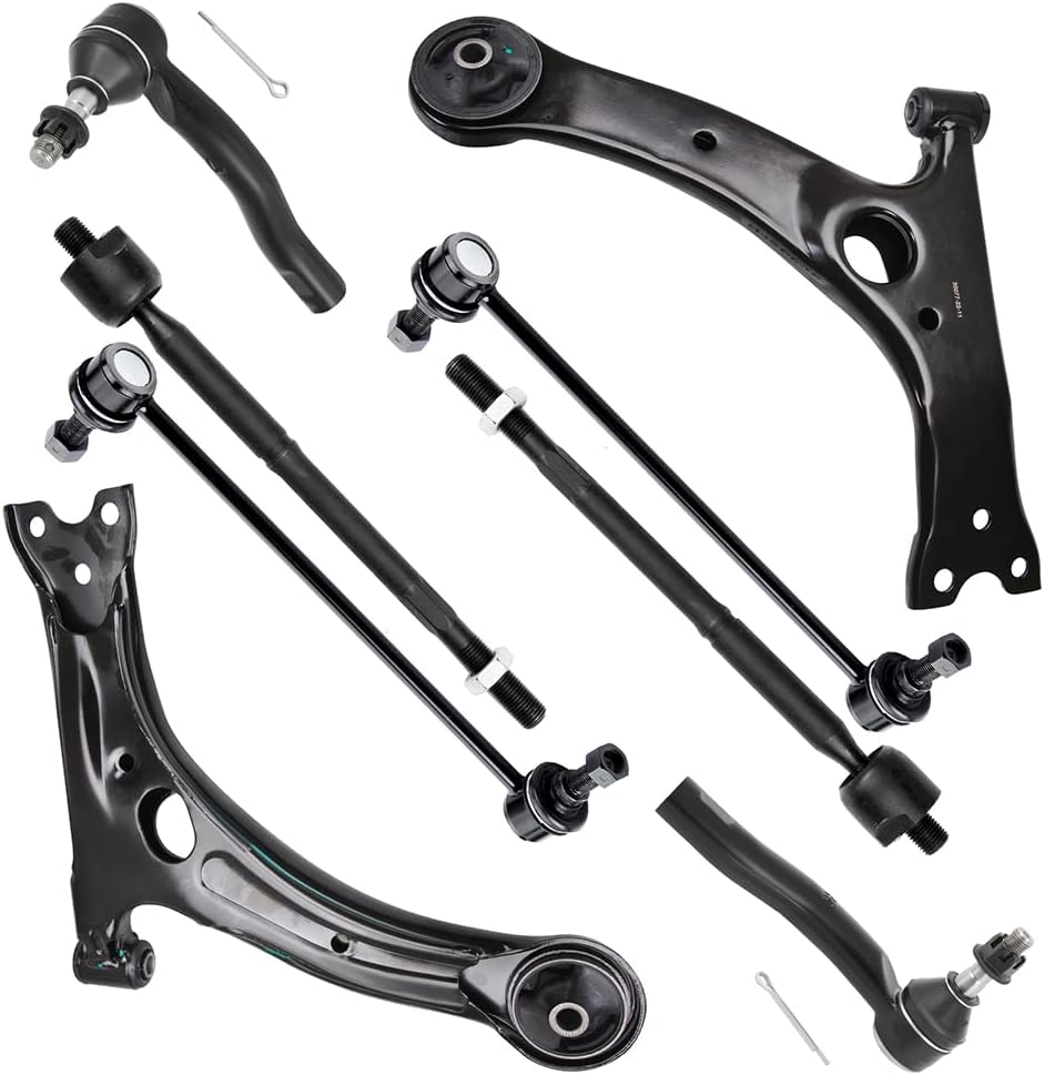 SCITOO 8pcs Front Suspension Kit Lower Control Arm Inner Outer Tie Rod Ends Sway Bar Links fit for 2004-2009 for Toyota for Prius