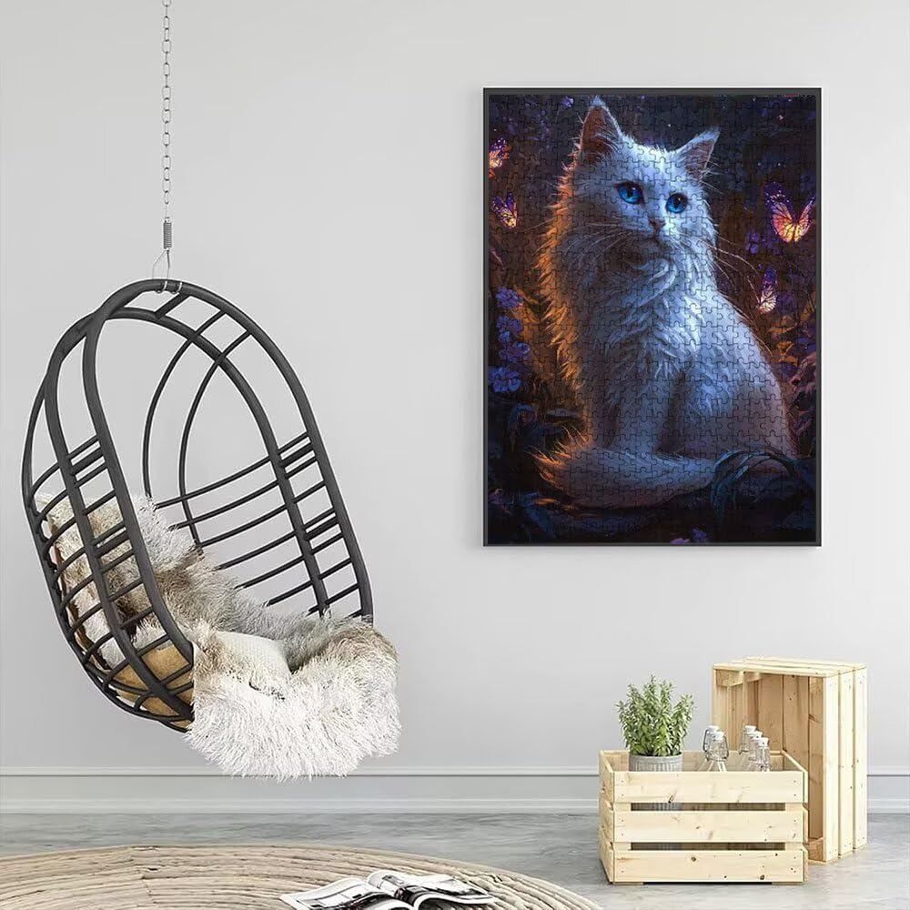 Katze WeißEs Haar Puzzle 6000 Teile, Klassische Puzzles, Geschicklichkeitsspiel Puzzle für Erwachsene, Puzzlespiele für Die Ganze Familie, Mit Schöner Verpackung, Dekoration Puzzles DX0YL3-627
