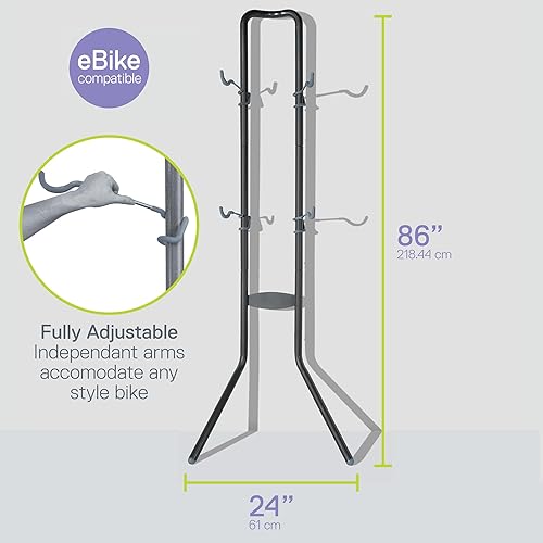 Miniatura 3 de Delta Cycle - Estante resistente para 2 bicicletas para garaje y hogar, no requiere perforación, estante de almacenamiento por gravedad totalmente