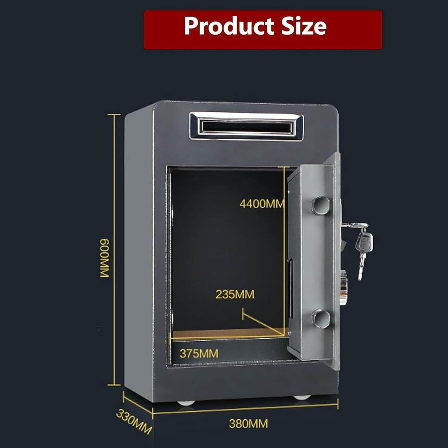 Small Personal Safe With Drop Slot, Digital Safe For Adapted Deposits, Intelligent LCD Panel, Perfect For Home, Office, Hotel, Business, Cash Use-1