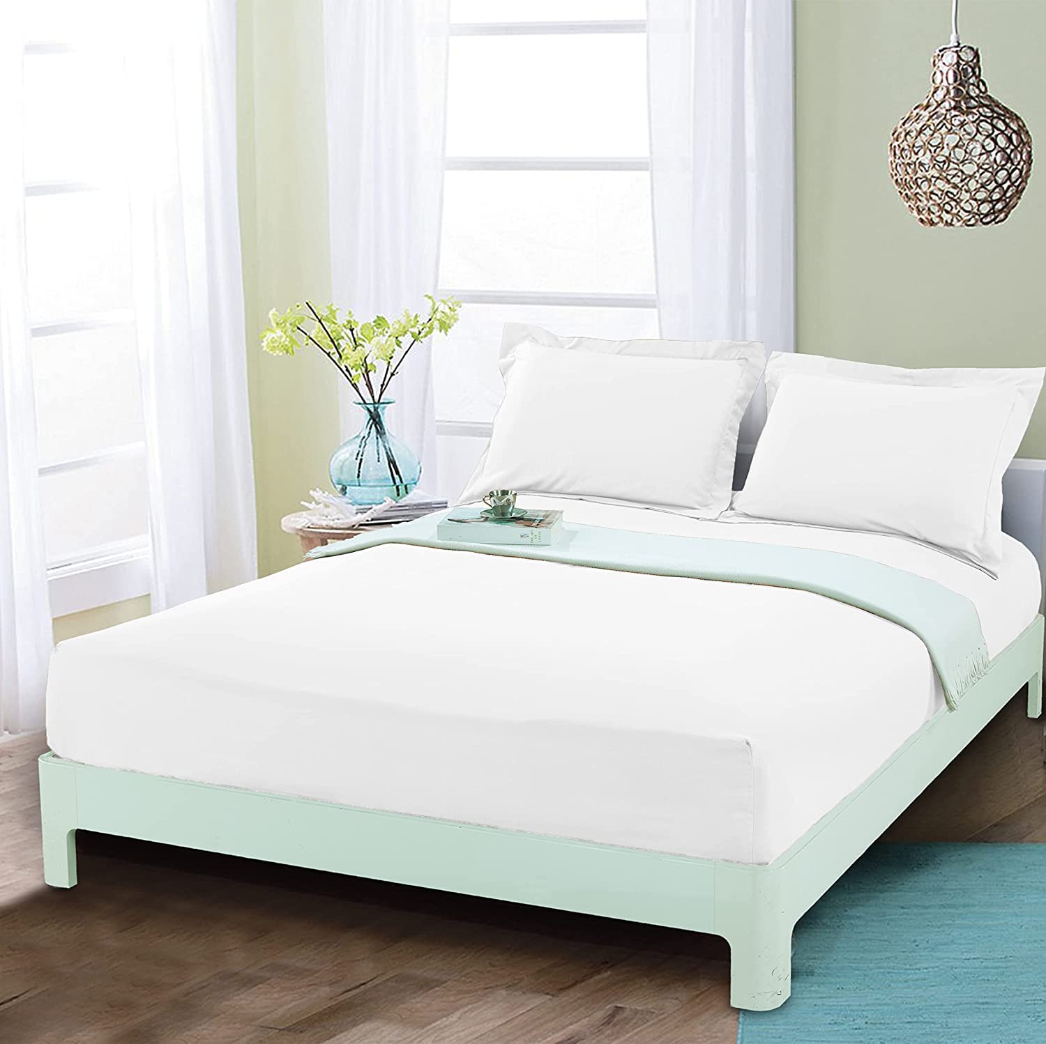 Fitted Bed Sheet 3 Piece, 100% Egyptian Cotton 32Cm Extra Deep Sheets, 600 Thread Count Luxury Hotel Quality, Soft Cool & Crisp Elastic Fitted Sheet - White Solid, Emperor Size.