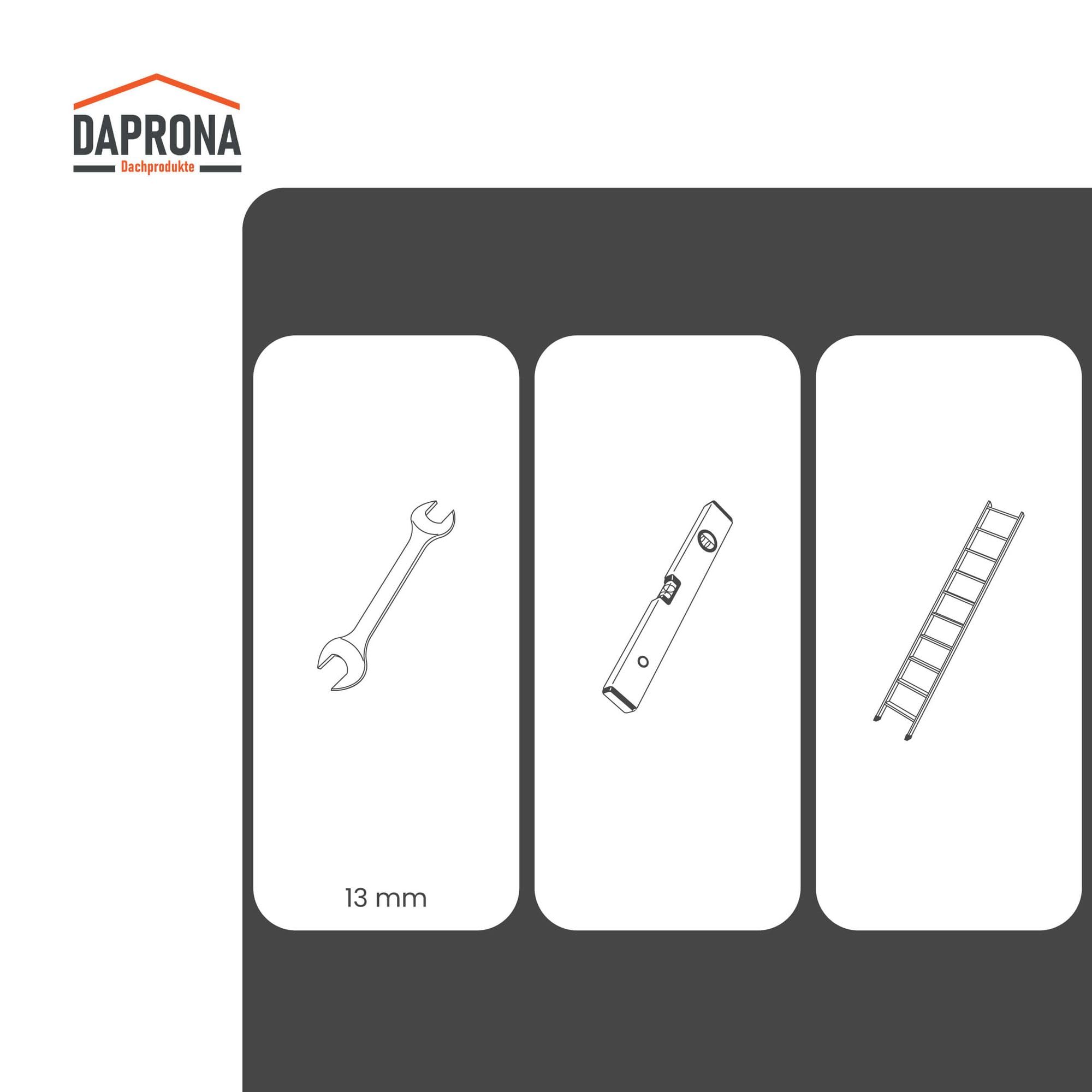 set pedane per tegole ondulate 60cm, argento, per spazzacamini incluso materiale di montaggio, certificato TÜV Rheinland