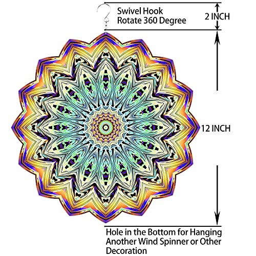 Metamutu 12 Inch Wind Spinners 3D Large Metal Mandala Hanging Wind Sculpture For Yard And Garden Kinetic Garden Decor Lawn Decoration Whirligig Ornaments #TOP4
