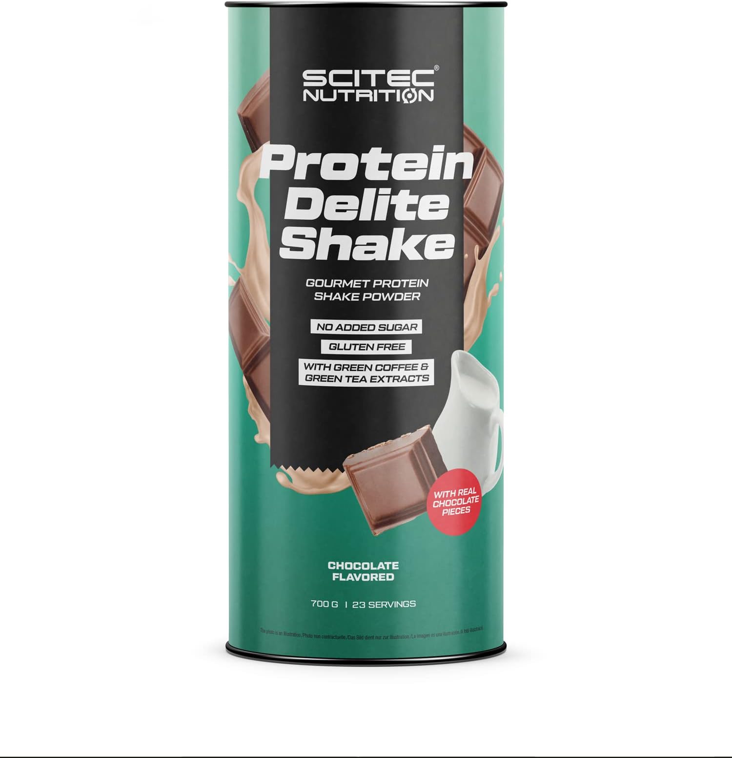 Scitec NutritionProtein Delite Shake - Chocolate Flavored Drink Powder with L-Carnitine, Green Coffee & Green Tea Extracts - 700g - Gluten-Free, No Added Sugar, Supports Energy & Thyroid Function