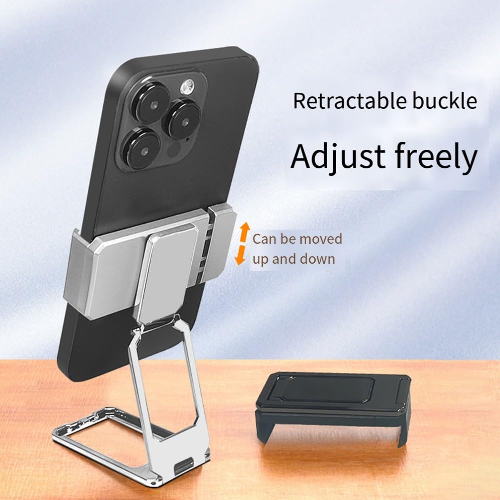 Regolabile per 360 pieghevole magnetico posteriore clip supporto del telefono, staffa portatile in metallo mobile, per design compatto con rotazione multi-angolo, nero