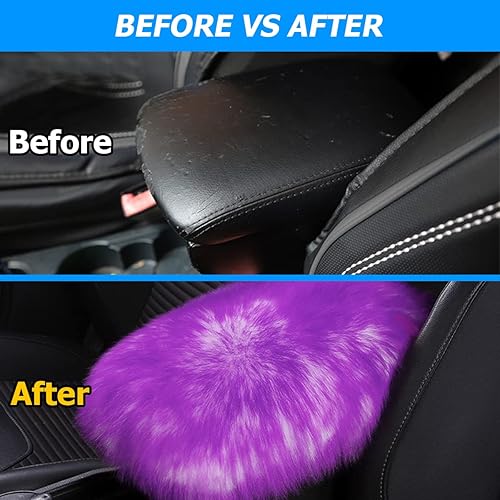 Miniatura 6 de Funda para consola central de automóvil, piel de oveja auténtica, funda de asiento para reposabrazos de automóvil, suave y cálido, cojín protector