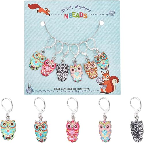 Miniatura 23 de NBEADS 24 piezas de marcadores de puntada de paraguas de gato, dijes de marcadores de punto de crochet de aleación de esmalte, alfileres de falda