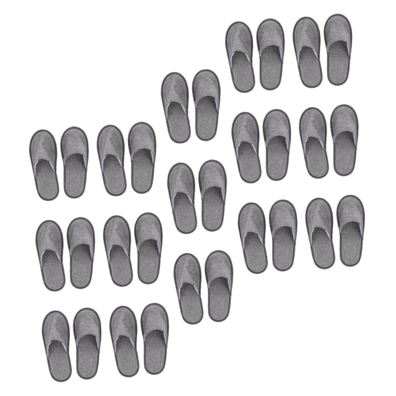 ORFOFE Zapatillas Plegables Desechables de Algodón y Lino, 15 Pares | Ligero y Cómodo para Viajes, Apto para Avión y Hotel, Gris Suela Antideslizante de 5mm