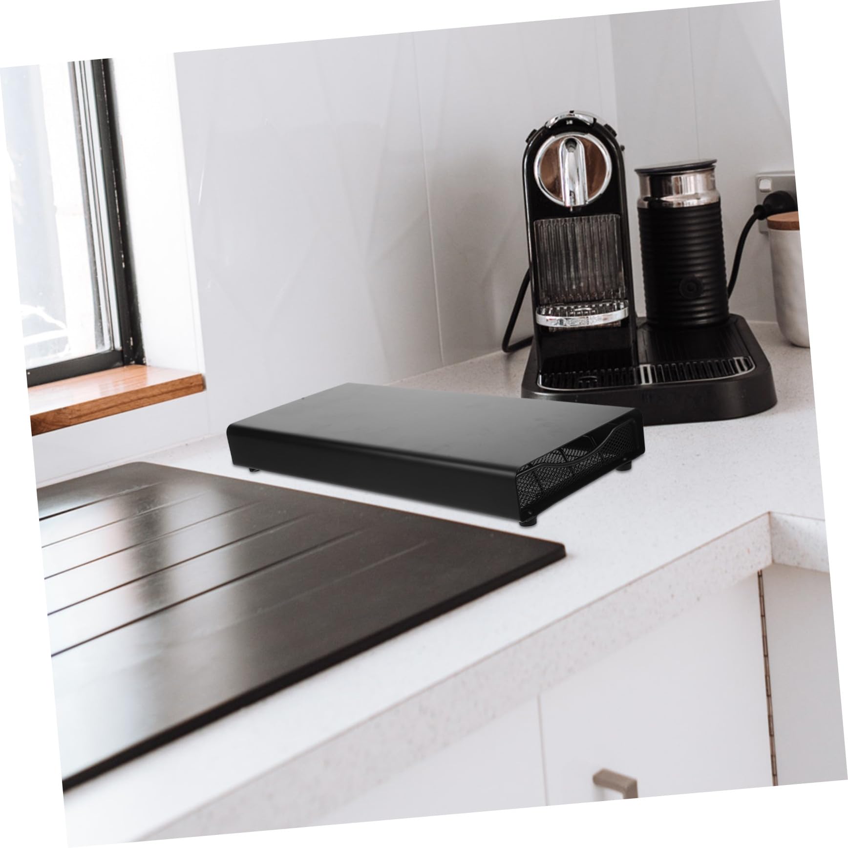 Organizer Cialde Caffè con Cassetto Scorrevole Capsule Gusto Capacità Contenitore Capsule Caffè Stabile e Facile da Pulire per Cucina